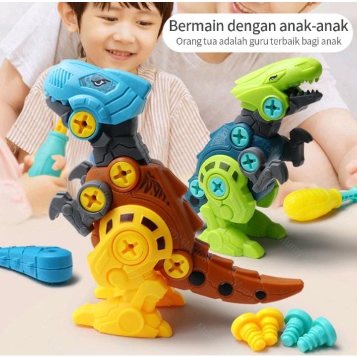 MAINAN ANAK MURAH DINOSAURUS OBENG DIY BONGKAR PASANG DINO FANCY SATUAN MAINAN ANAK DINOSAUR DIY