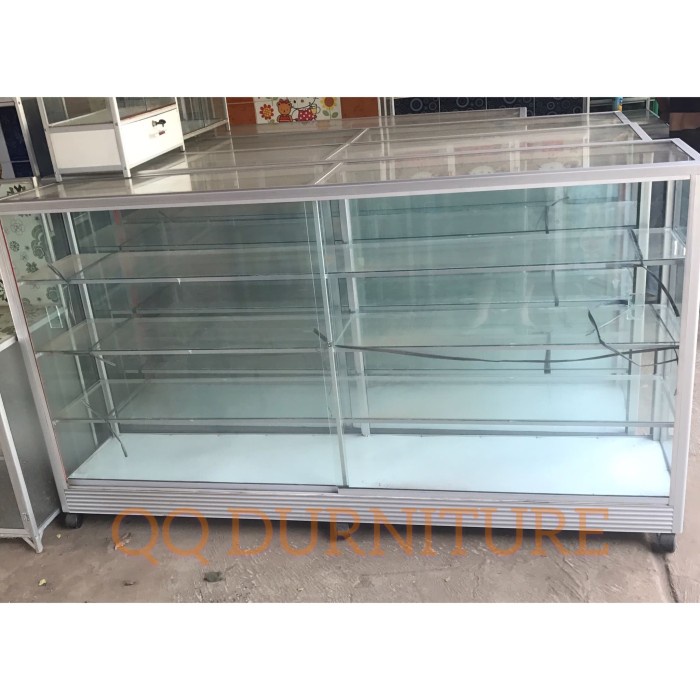 Terlaris Etalase Kaca 1.5M Alumunium Lemari Pajang