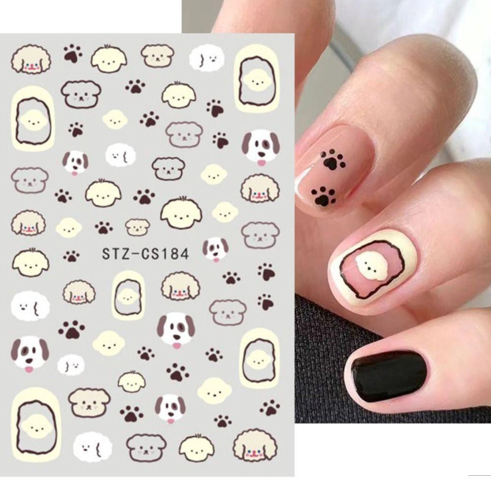 Mxbeauty Stiker Kuku Hewan Indah Motif Warna-Warni Kecantikan Decals Kartun Kucing Decal