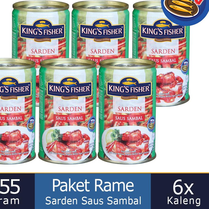 

♠ King's Fisher Paket 6 pcs Sarden mini saus sambal Makanan Kaleng 155 gr ➥