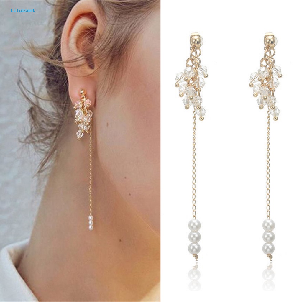 Lilyscent 1pasang Ringan Lady Earrings Perhiasan Pernikahan Prom Indah Anting Gantung Kepribadian