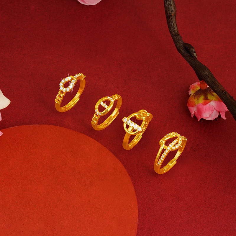 Goldkingdom Perhiasan Fashion Emas Asli Kadar 375Bangkok Aksesoris Ready Stock Gaya Kunci Cincin Wanita