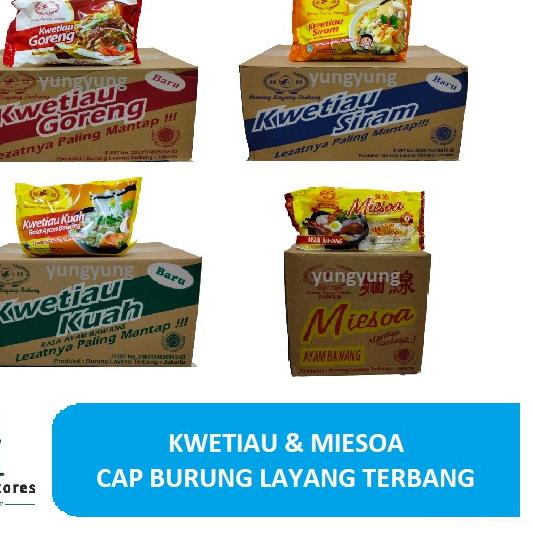 

☁ 1 Dus Isi 20 Bungkus Kwetiau Kuah / Goreng / Siram / Miesoa Kuah Cap Burung Layang Terbang ➪