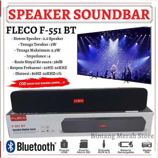 PROMO!!! SPEAKER SOUNDBAR BLUETOOTH FLECO F-551BT MP3/FM EXTRA BASS