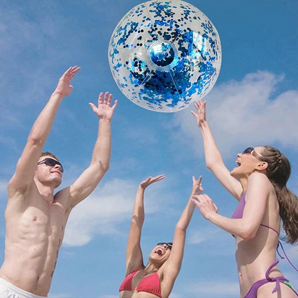 Chookyy 40cm Bola Pantai Tiup Transparan Untuk Anak Dewasa Glitter Payet Olahraga Outdoor Kolam Renang Mainan