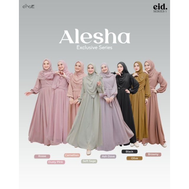 READY STOCK ALESHA DRESS BY ELHA INDONESIA Gamis Ceruty Lebaran