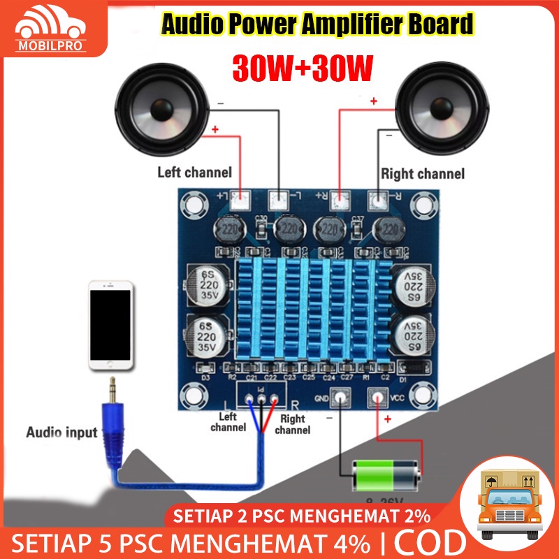 TPA3110 XH-A232 60W 2X30W 30W+30W 2.0 Channel Stereo Audio Power Amplifier Papan Penguat Daya Audio Stereo Digital