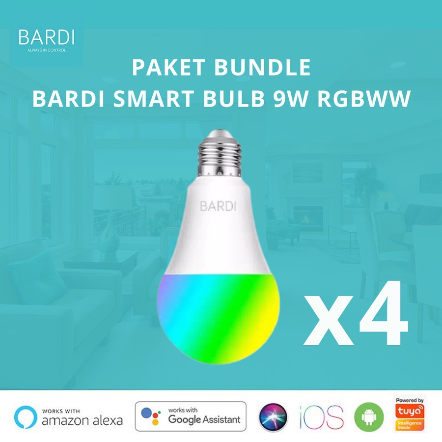 [4 PCS] BARDI Smart LED Light Bulb RGB+ WW 9W Wifi Wireless IoT Home