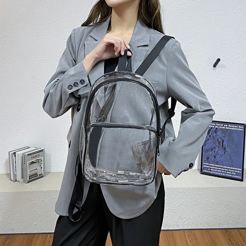 Hot Sale Tas Ransel Transparan PVC Fashion Wanita Tas Study Travel Konser