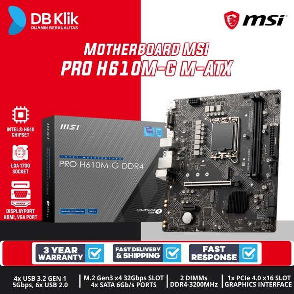 Motherboard MSI PRO H610M-G DDR4 m-ATX LGA1700 HDMI DP - MSI H610M G