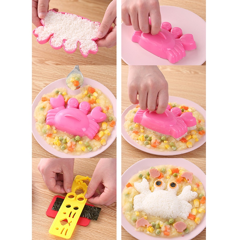 5pcs / set Cetakan Nasi / Sushi / Onigiri / Bento Desain Kartun Tema Laut Handmade DIY Untuk Dapur