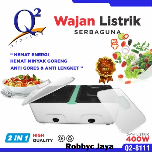 Wajan Listrik Serbaguna 2 Sisi + Tutup Q2 8111 / Wajan Anti Lengket
