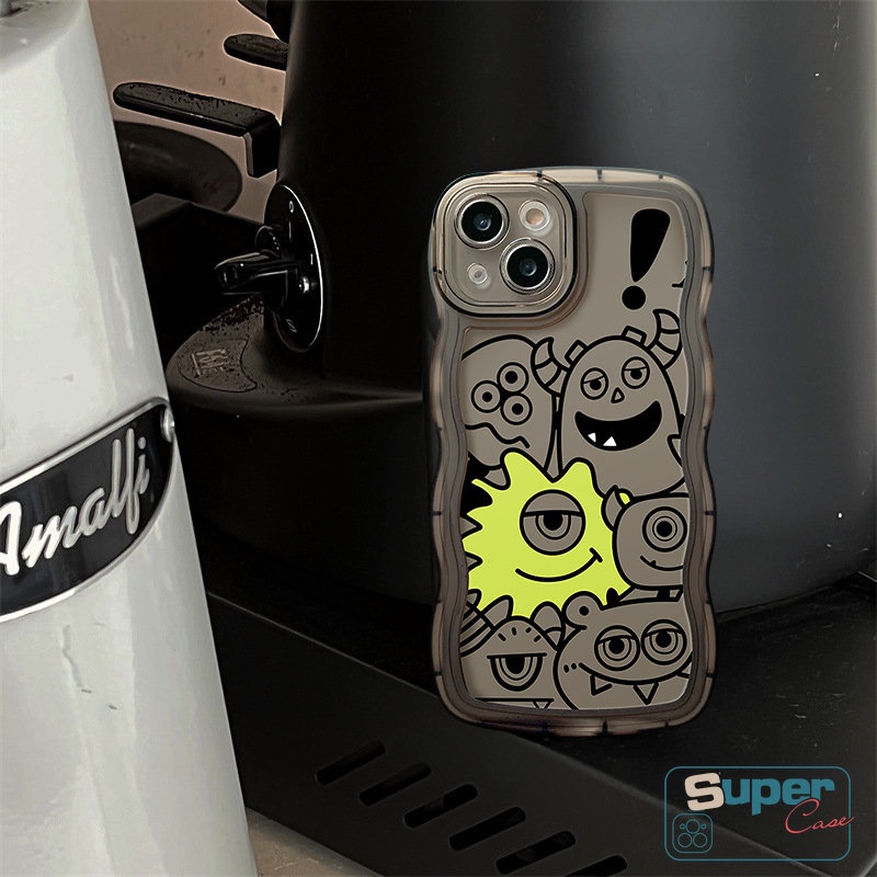 Case Untuk Realme c55 5 9 9Pro+9i 7i 5i 7 8i 6i 8Pro 10 C33 C25Y C15 C21Y C12 C25 C11 C30 C25s C17 C20 C20A C3 Kartun Monster Kecil Yang Lucu Wavy Edge Soft TPU Cover