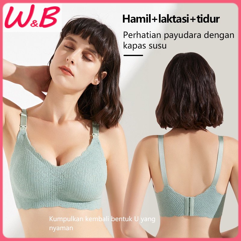 Bra Menyusui Tanpa Kawat Menyusui Bh wanita hamil wireless bahan katun maternity bra WTW2113