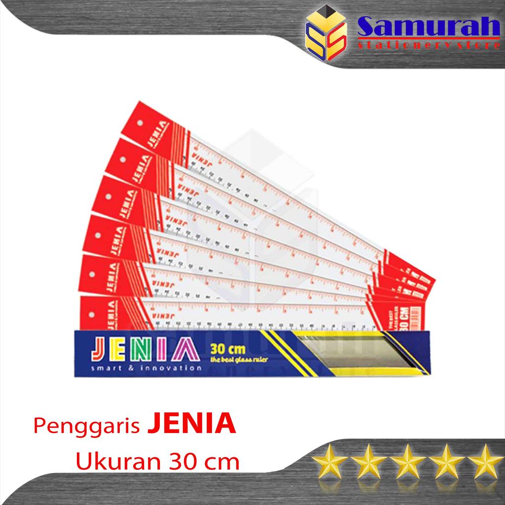 

Penggaris Plastik Jenia 30 cm Per Pak / Lusin isi 12 pcs / Garisan Mika Bening / Glass Ruller Transparant