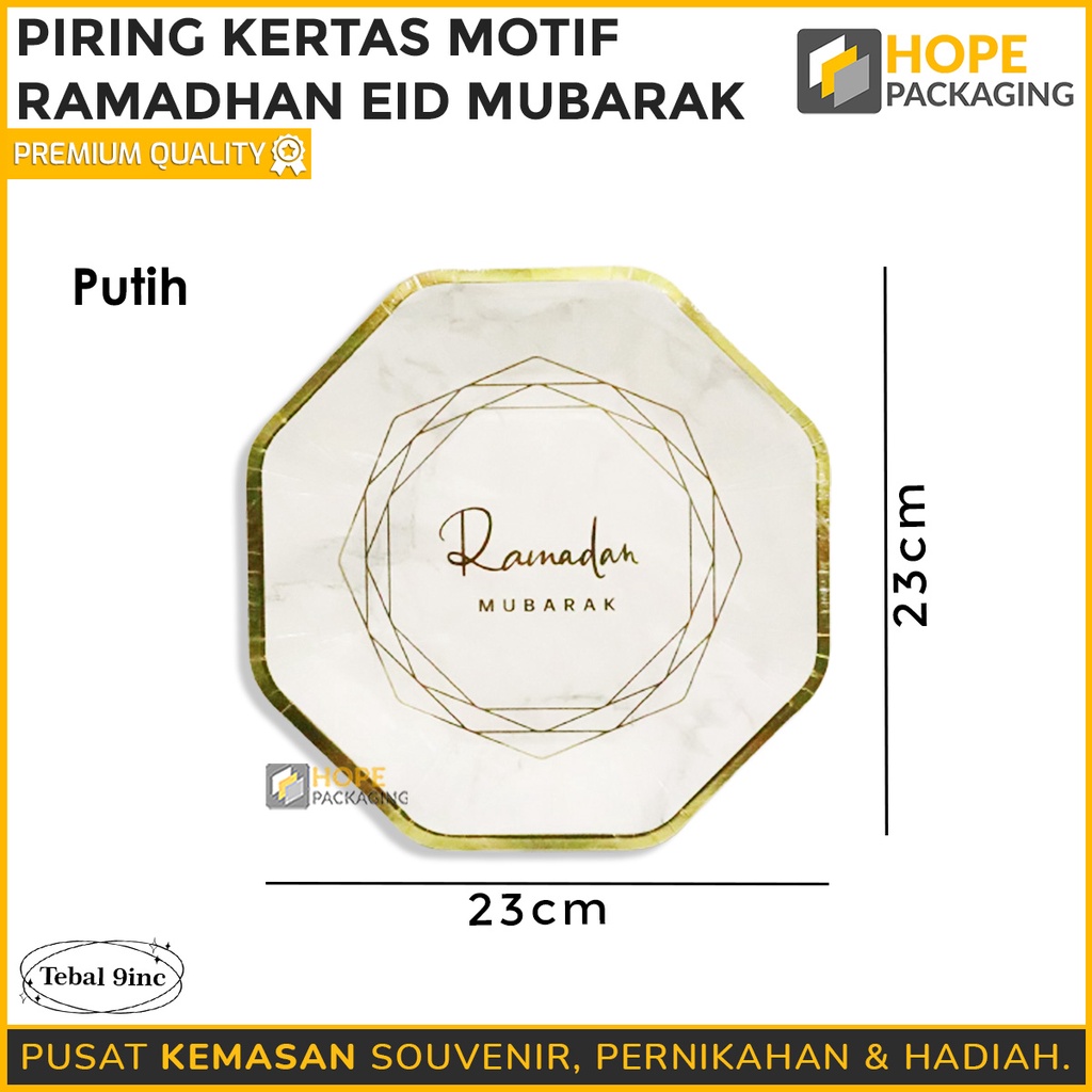 [ isi 10pcs ] Piring Kertas Motif Ramadhan / Eid Mubarak / Hampers  Lebaran Souvenir hadiah Kado Bingkisan set premium peralatan makan