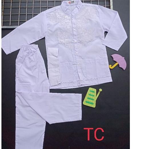 ❂ Setelan Baju Koko Putih Katun anak laki-laki Paud SD SMP ♦