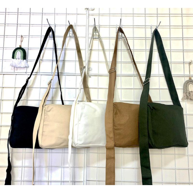 TAS SLING BAG/ SELEMPANG WANITA POLOS MINI KOREA KANVAS