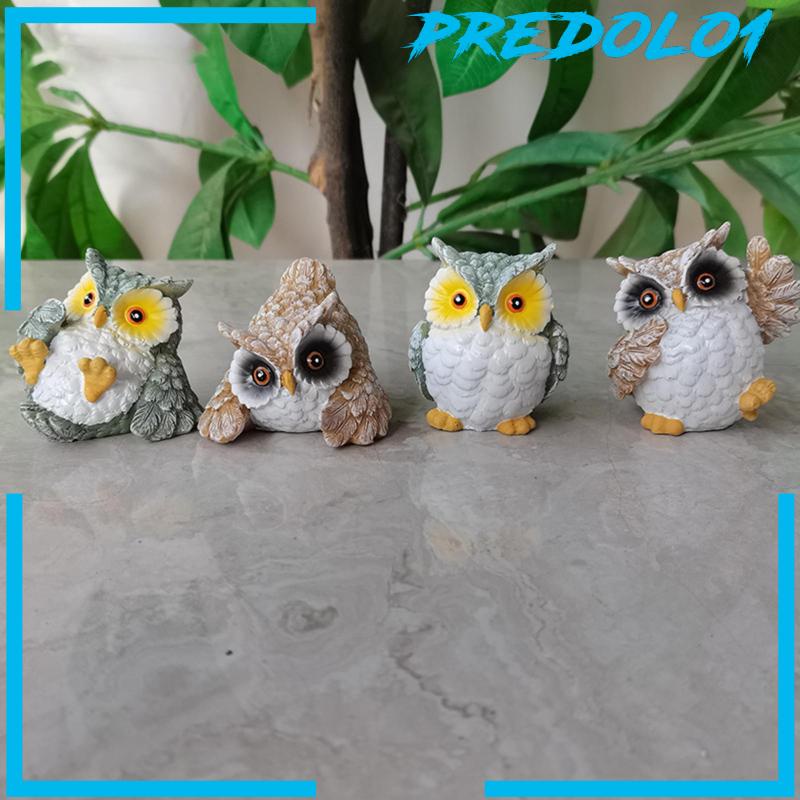 [Predolo1] 4pcs Patung Burung Hantu Resin Patung Hias Realistis Untuk Ornamen Rumah