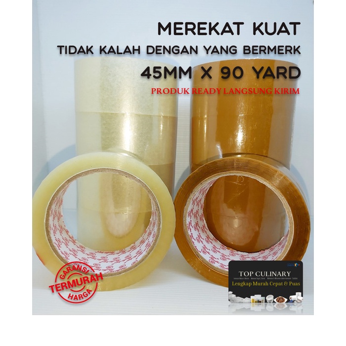 

Terlaris Lakban Bening / Coklat Termurah 90Yard / Roll