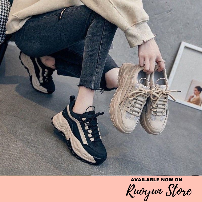 RYX - Venus Tan Sepatu Sneakers Tali Wanita Fashion Casual / Olahraga - Ori Import