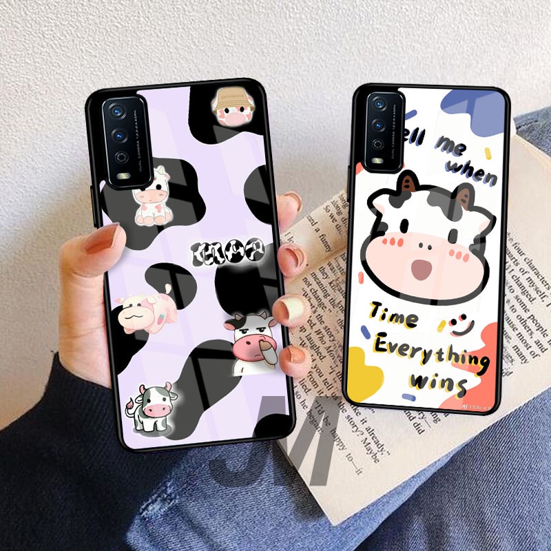 MAKMUR - CASE SAPI MILK CUTE HARDCASE 2D GLOSSY CASE OPPO A15 A16 A9 2020 A33 2020 A3S A5S A12  A74 