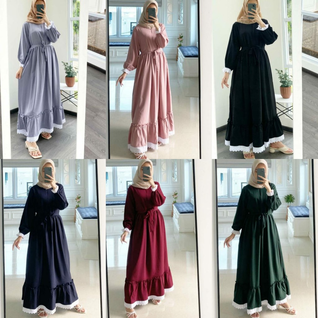 Bju Baju Gamis Games Dres Dress Terbaru Lebaran Remaja Wanita Perempuan Tahun 2023 Warna Hitam Putih