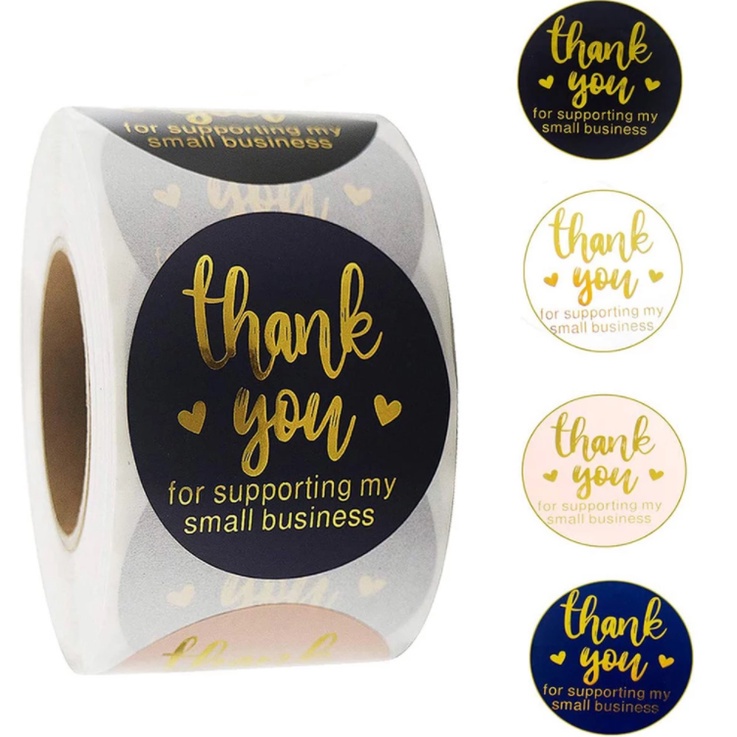 500pcs / roll Stiker Label Segel Kemasan Desain Thank You Untuk Pesta Pernikahan / Ulang Tahun