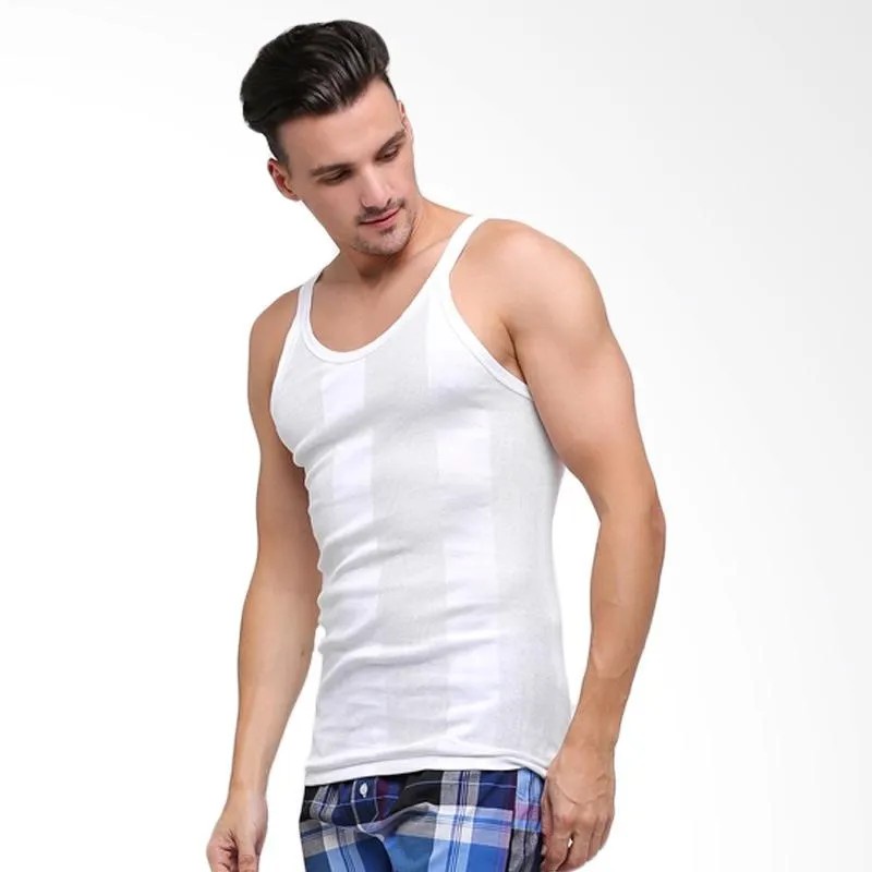 Kaos Singlet GTman Salur Putih Model Classic 302B IS TOKO KEANULOVA