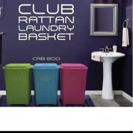 ☼ Cub Keranjang Laundry Basket Pakaian / Keranjang Baju Kotor + Tutup CRB 800 Motif Rotan ❃