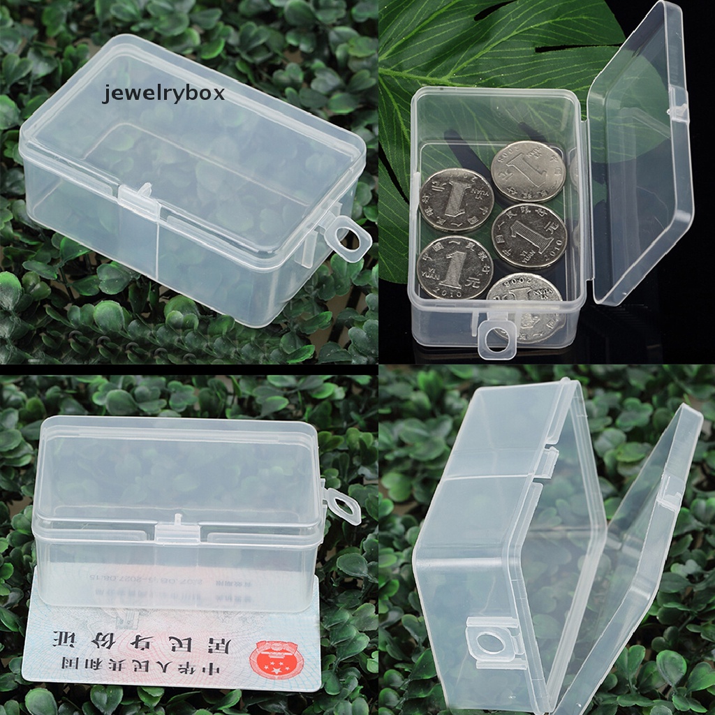 [jewelrybox] Kotak Penyimpanan Transparan Plastik Koleksi Container Case Part Box Dengan Hook Butik