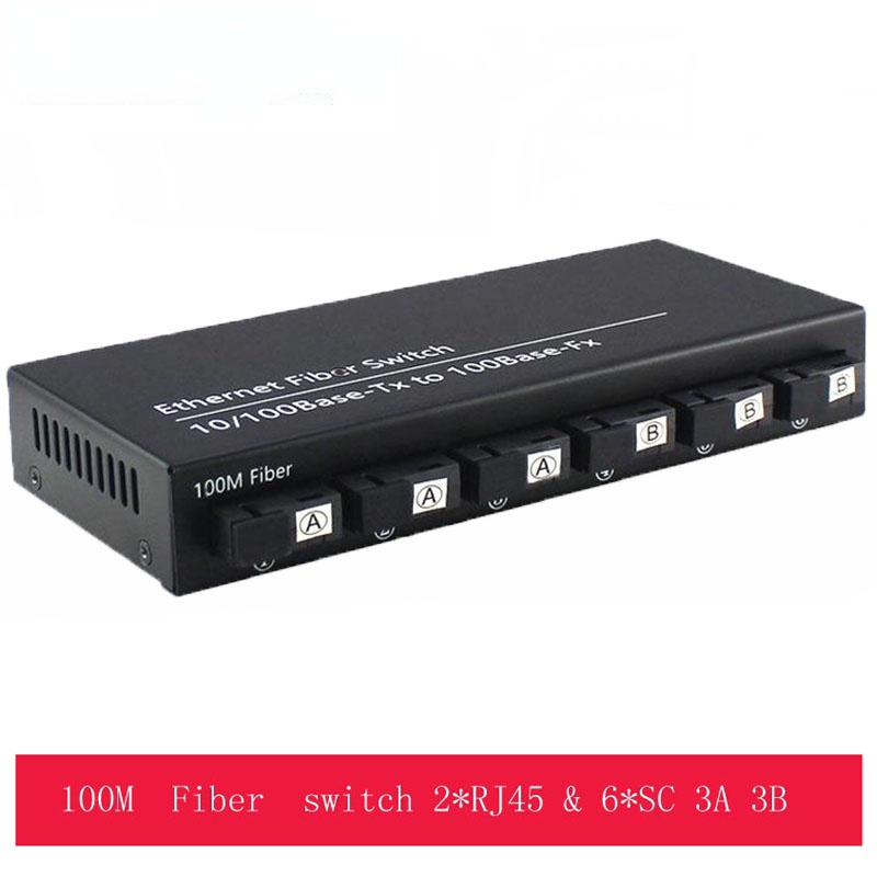 10M/100M Fast Ethernet Switch Convert 25KM Fiber Optical Media Converter Single Mode 2*RJ45 & 6*SC 3