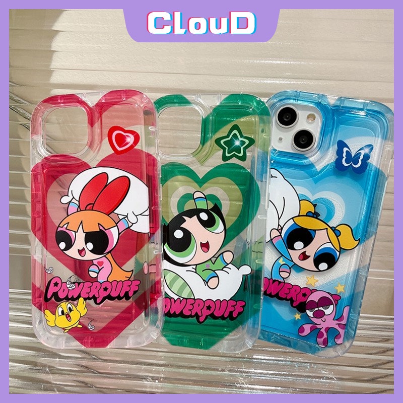 Kartun The Powerpuff Soft Tpu Case Untuk Xiaomi Redmi10 9A A1 9T 9C NFC 10A Redmi Note 10 10s 911s 11 Note9 Note10s Note10 Note11 Love Heart Airbag Shockproof Clear Cover