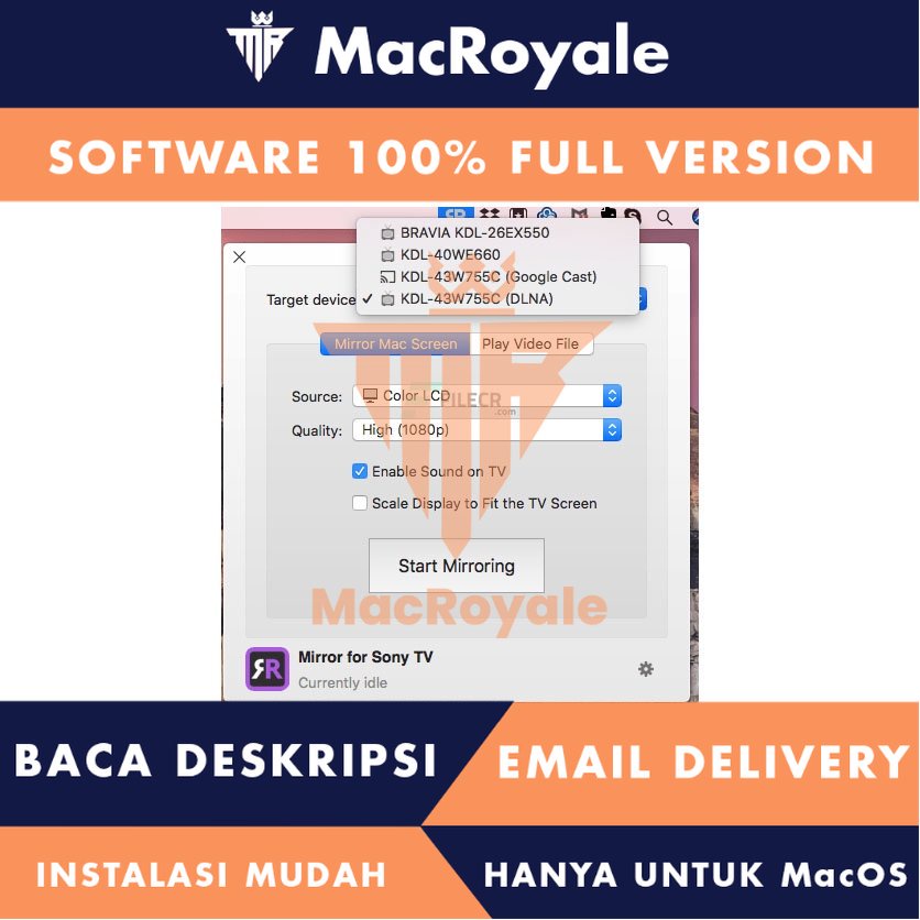 [MacOS] Mirror for Sony TV Full Version Lifetime Full Garansi