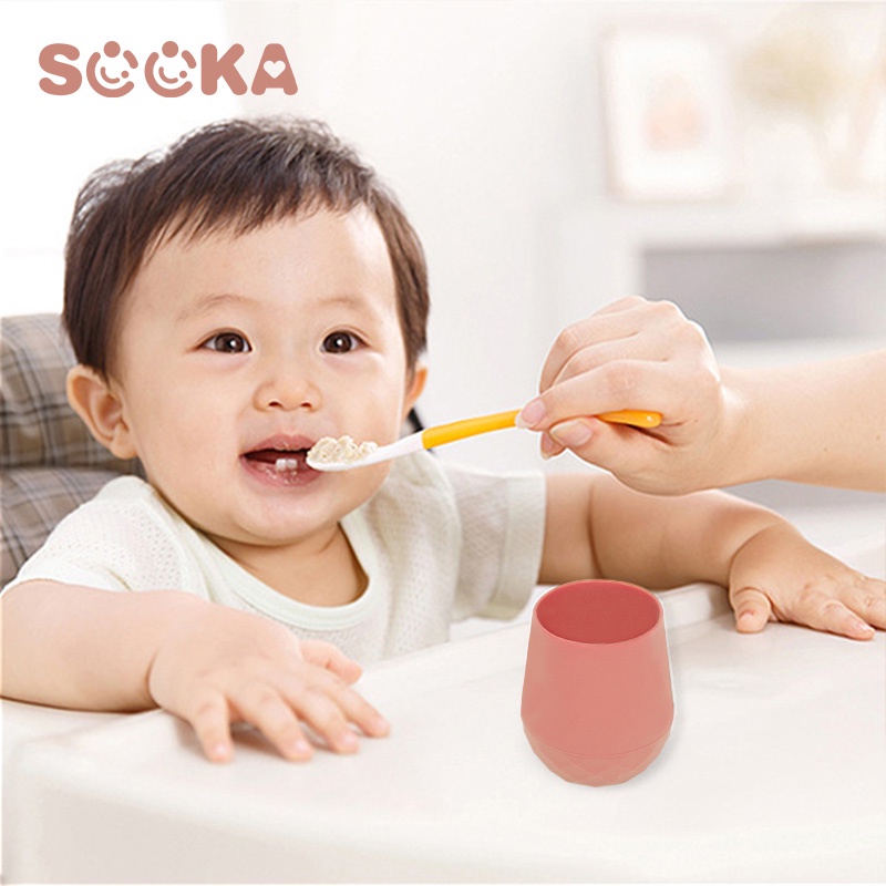 SOOKA Silicone Food Supplement Cup-Baby, Cute Small Water Cup Silicone ,Anti-Flip Anak ,Children Training Air Minum Mandiri Cangkir Air Kecil BPA FREE SK-ECD1111