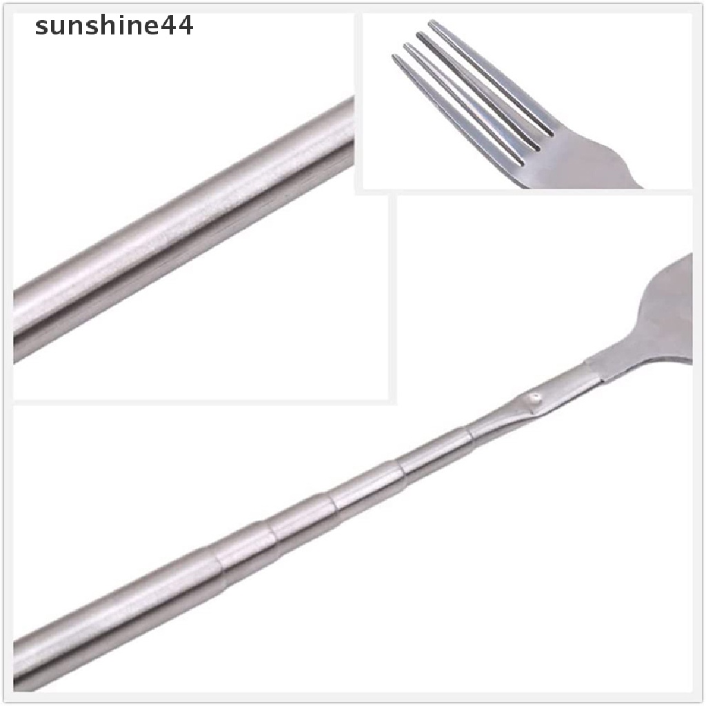 Sunshine Retro Garpu BBQ Teleskopik Extendable Dinner Dessert Gagang Panjang Fork Tableware ID