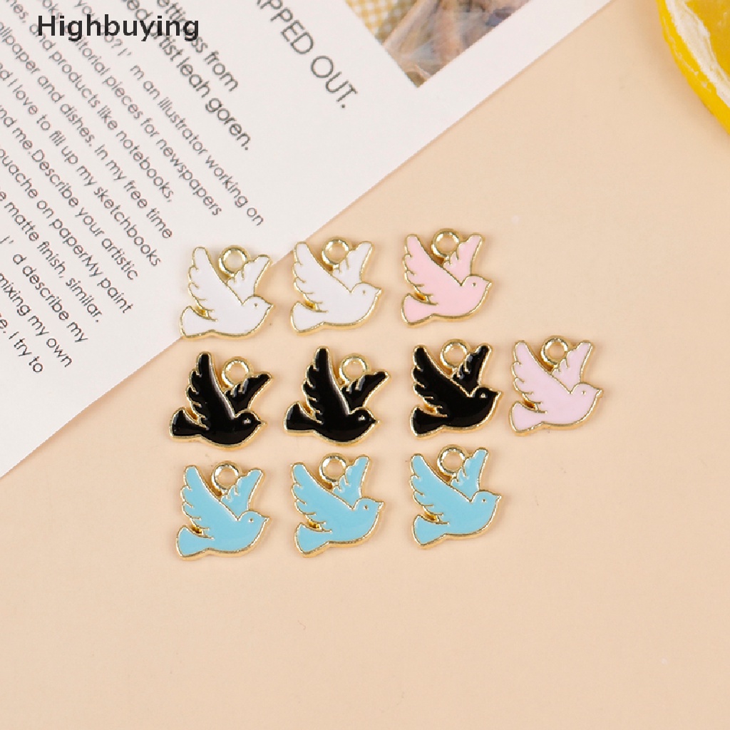 Hbid 10pcs 10 * 10mm Liontin Metal Peace Dove Untuk Aksesoris Membuat Perhiasan DIY Glory