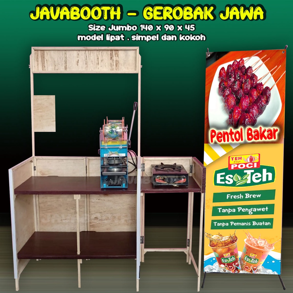 Jual Booth Portable Gerobak Lipat Jumbo X X Cm Free Papan Menu Dan Meja Samping Atau