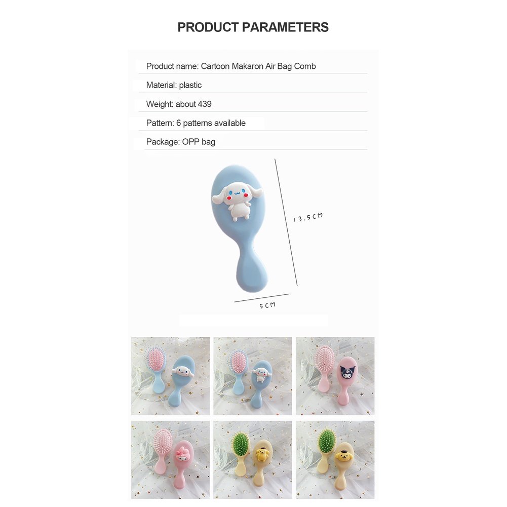 ღ Sanrio Girl Air Cushion Sisir Kawaii Cinnamorroll My Melody Lucu Kartun Perawatan Rambut Sisir Pijat Salon Tata Rambut Alat Mainan Hadiah