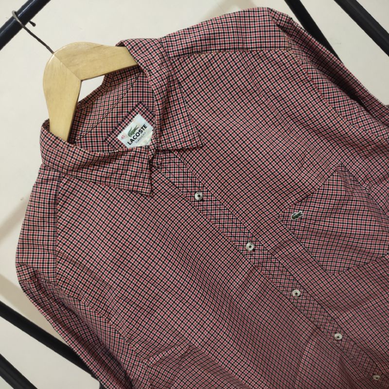 Lacoste Gingham Kemeja Second Shirt Original Polo Preloved