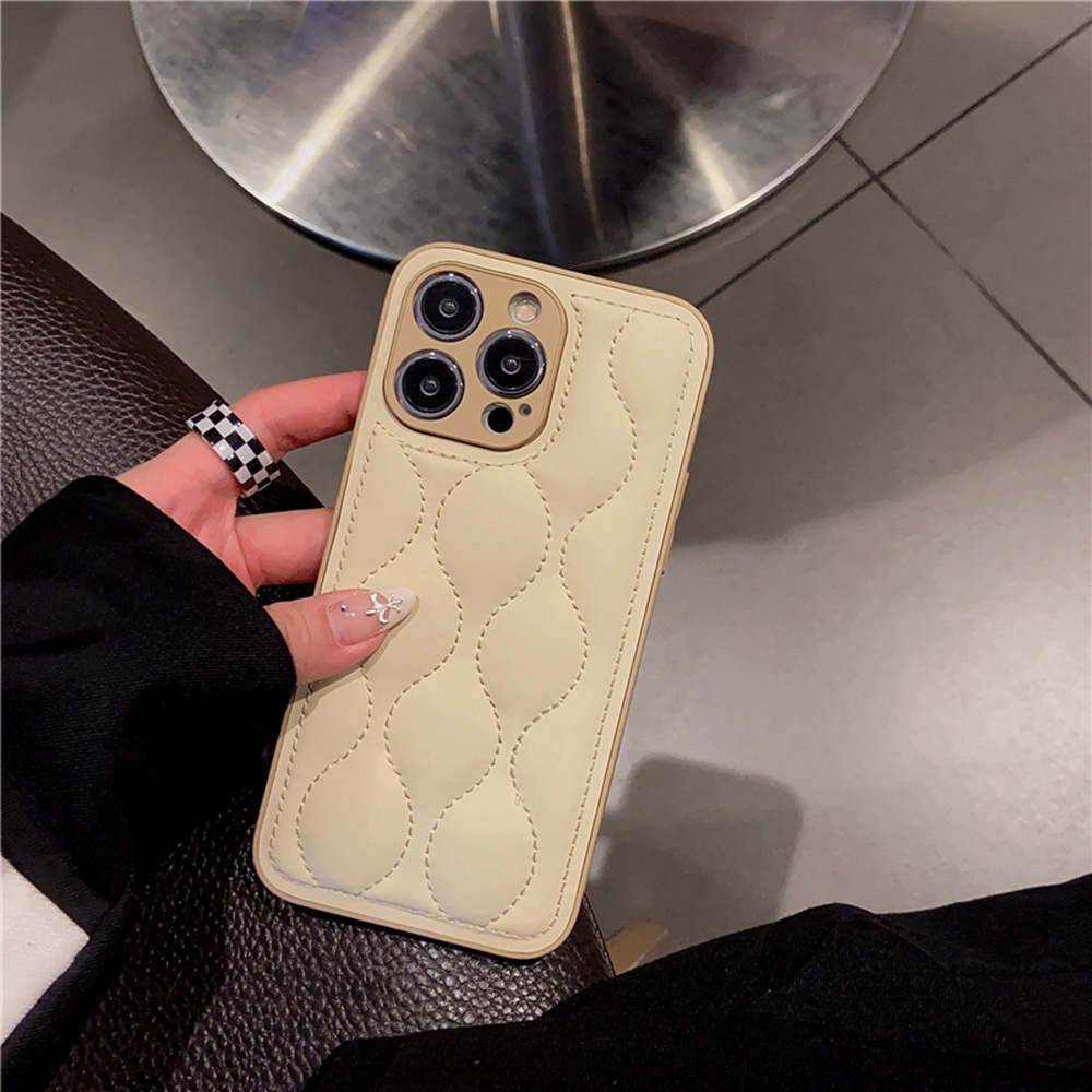 Khaki Down Jacket Pelindung Kamera Casing iPhone 14 Pro MAX 11 12 13 Pro MAX The Puffer Case Untuk iPhone XS MAX XR Lembut Shockproof Cover