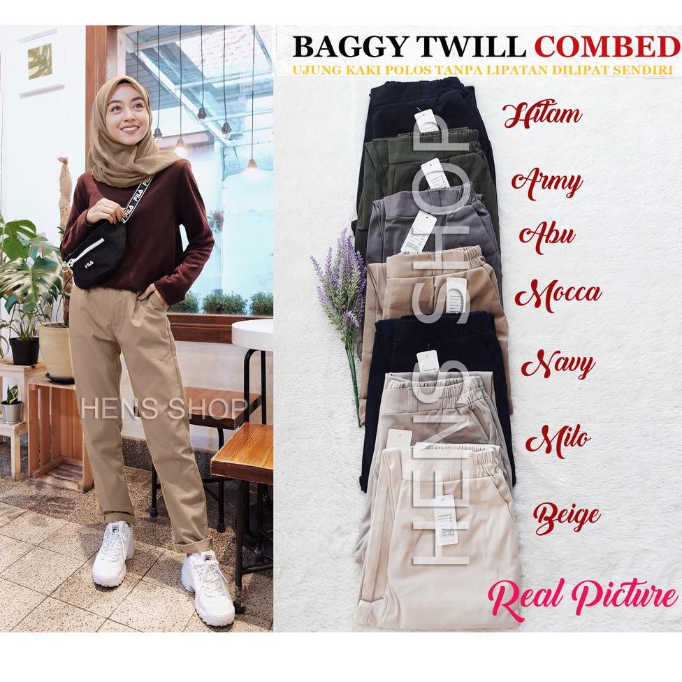 Menarik CELANA BAGGY PANTS / BOYFRIEND PANTS / CHINOS PANTS AMERICAN TWILL (MELAR) UKURAN L/XL/XXL J