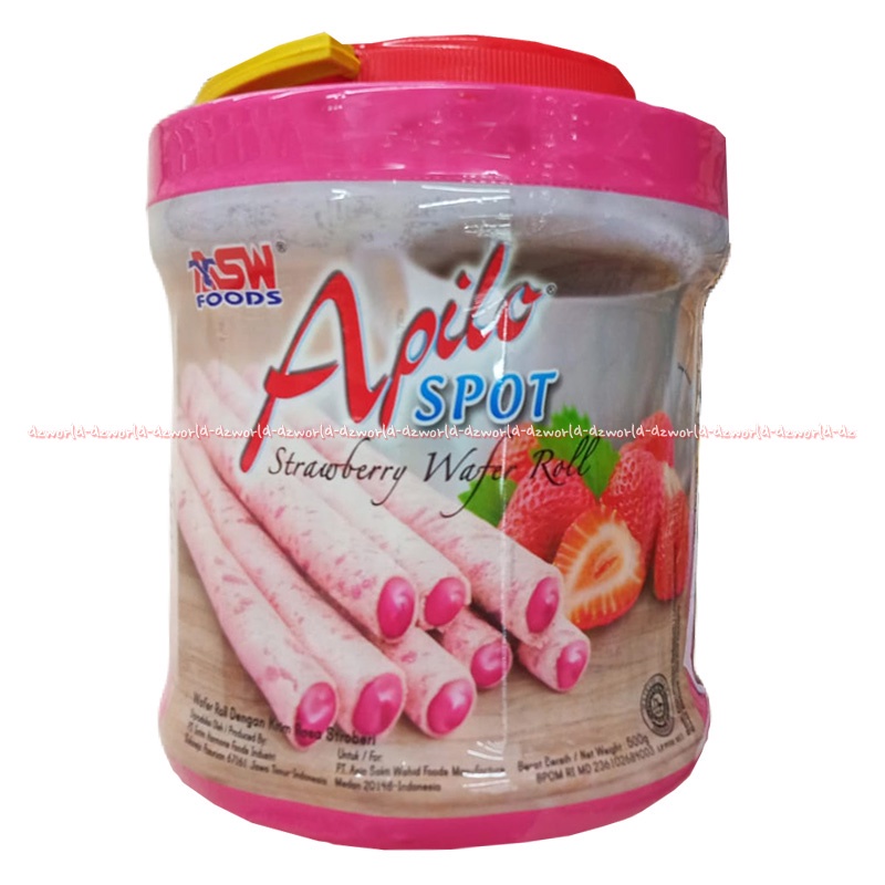 Asw Foods Apilo Spot 500gr Chocolate Strawberry Wafer Roll Wafer Isi Coklat Stroberi Kemasan Kaleng Apillo Stik Stick Wafers Asw Food Snack Cemilan