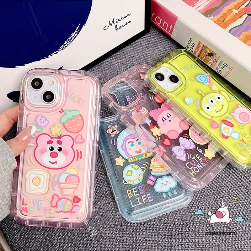 Casing Redmi Note10 11s 9 10s 11 8 Redmi 12C 9 10C 10 10A 9T A1 9C NFC 9A Poco F4 Note11 Cute Strawberry Bear Kartun Manyo Kirby Cherry Candy Airbag Shockproof Soft Tpu Case