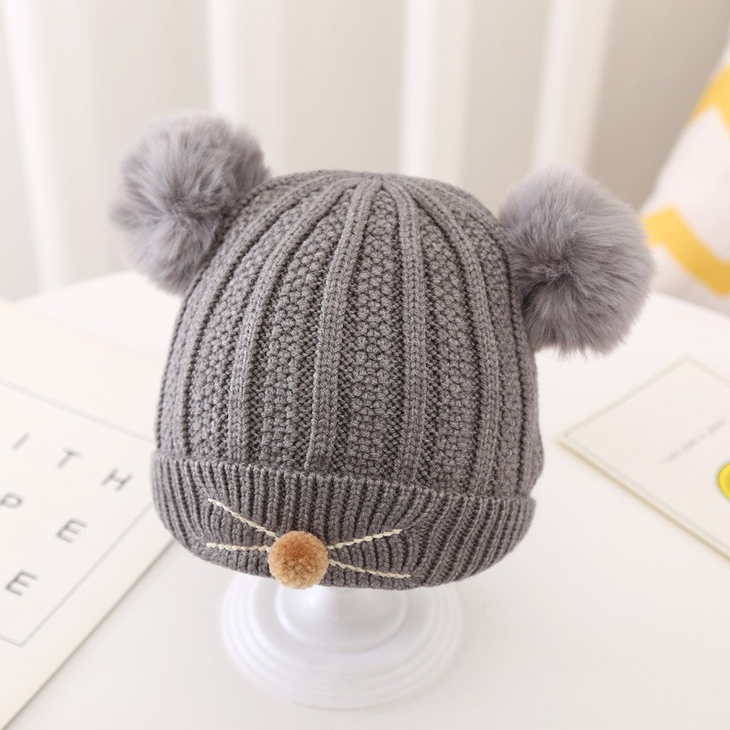 TOPI KUPLUK BAYI MODEL CAT POM POM RAJUT UNISEX