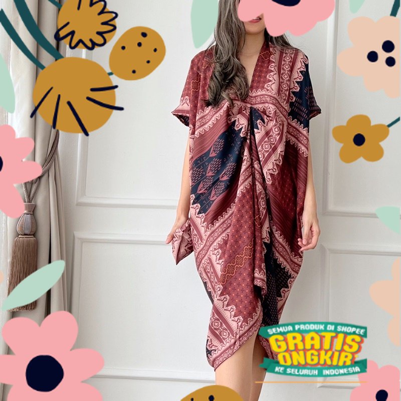 HERFIT  monaly dress kaftan pendek get free pouch 8871 / brown khaki