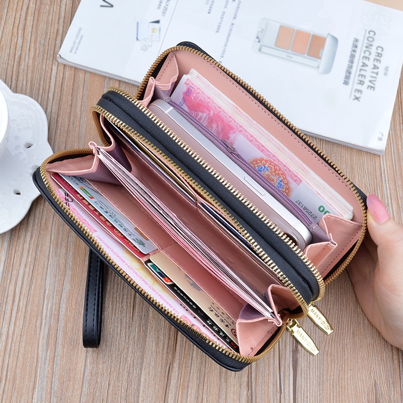 DOMPET PANJANG WANITA 2 RESLETING MUAT HP KEKINIAN CEWEK IMPORT PREMIUM KULIT HITAM MODICA BRANDED BATAM WA639B5 KARTU KOIN REMAJA SIMPLE LUCU KOREA FASHION