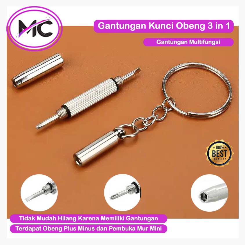 Obeng Gantungan Kunci 3 in 1 Obeng Emergensi Mini Untuk Kacamata HP Jam Tangan Emergency Screwdriver Keychain Obeng Plus Minus Kecil