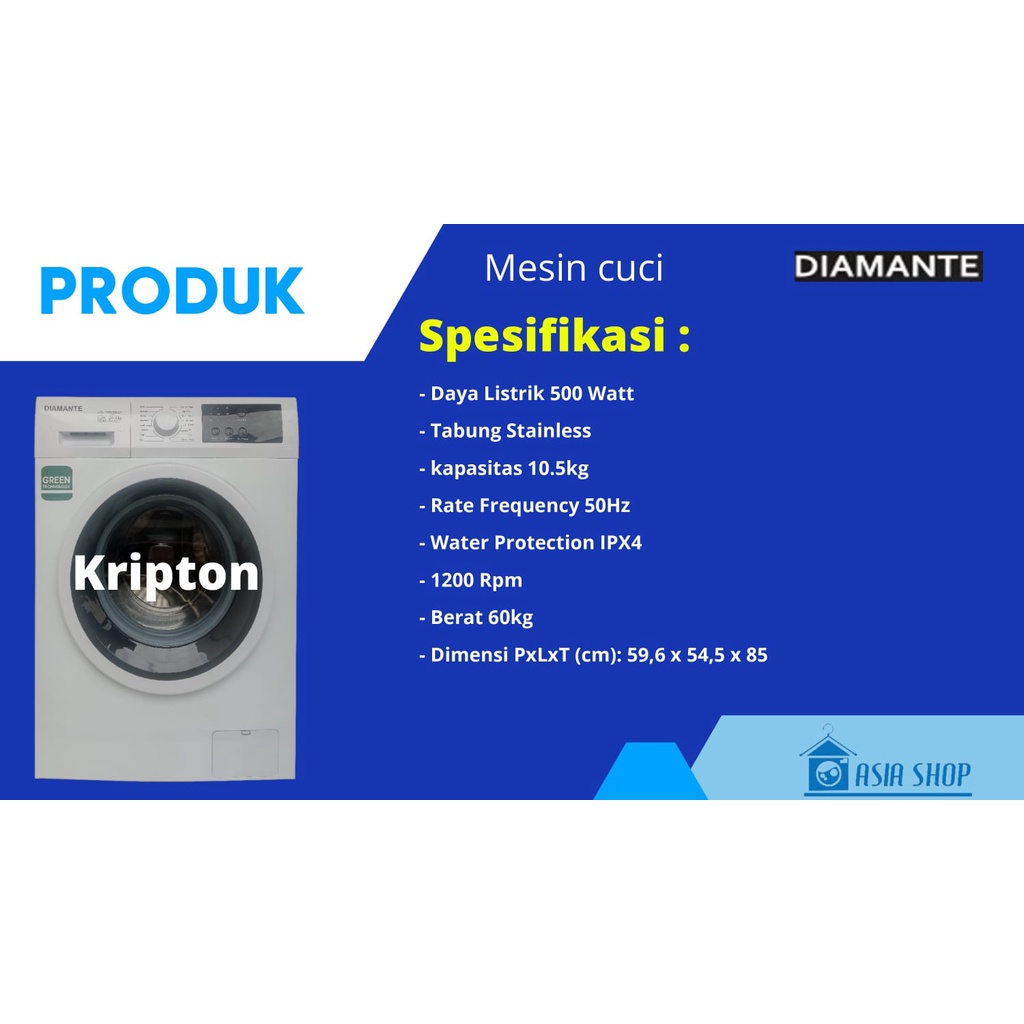 DIAMANTE-KRIPTON 10512 MESIN CUCI 10 KG