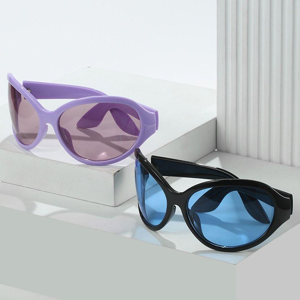 Nanas Kacamata Hip Hop Wanita Unik Y2K Oversized Shades